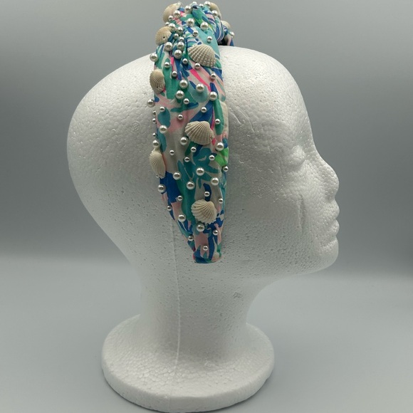 Lele Sadoughi X Lilly Pulitzer Cabana Cocktail Pearl Shell Knotted Headband - Picture 10 of 16